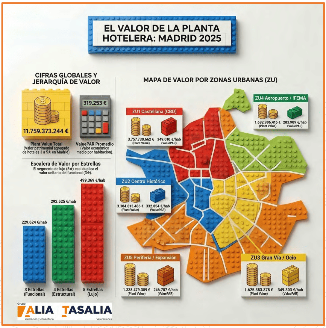 Madrid lidera el valor hotelero urbano de España: 319.253 € por habitación